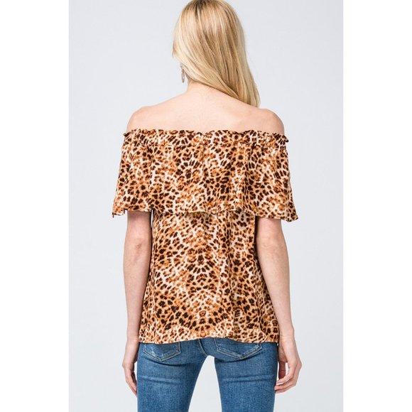 Entro Leopard Print Off The Shoulder Top - Picture 4 of 6